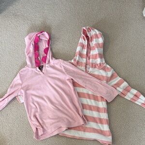 Lands' End Kids Pink Hooded Coverup Duo - Solid & Striped